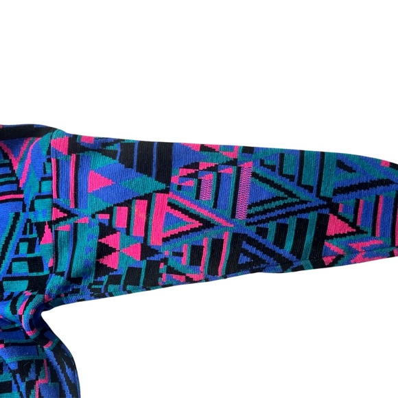 Vintage 80's Meister Colourful Geometric Knit Wool Blend Ski Sweater S - Picture 4 of 5